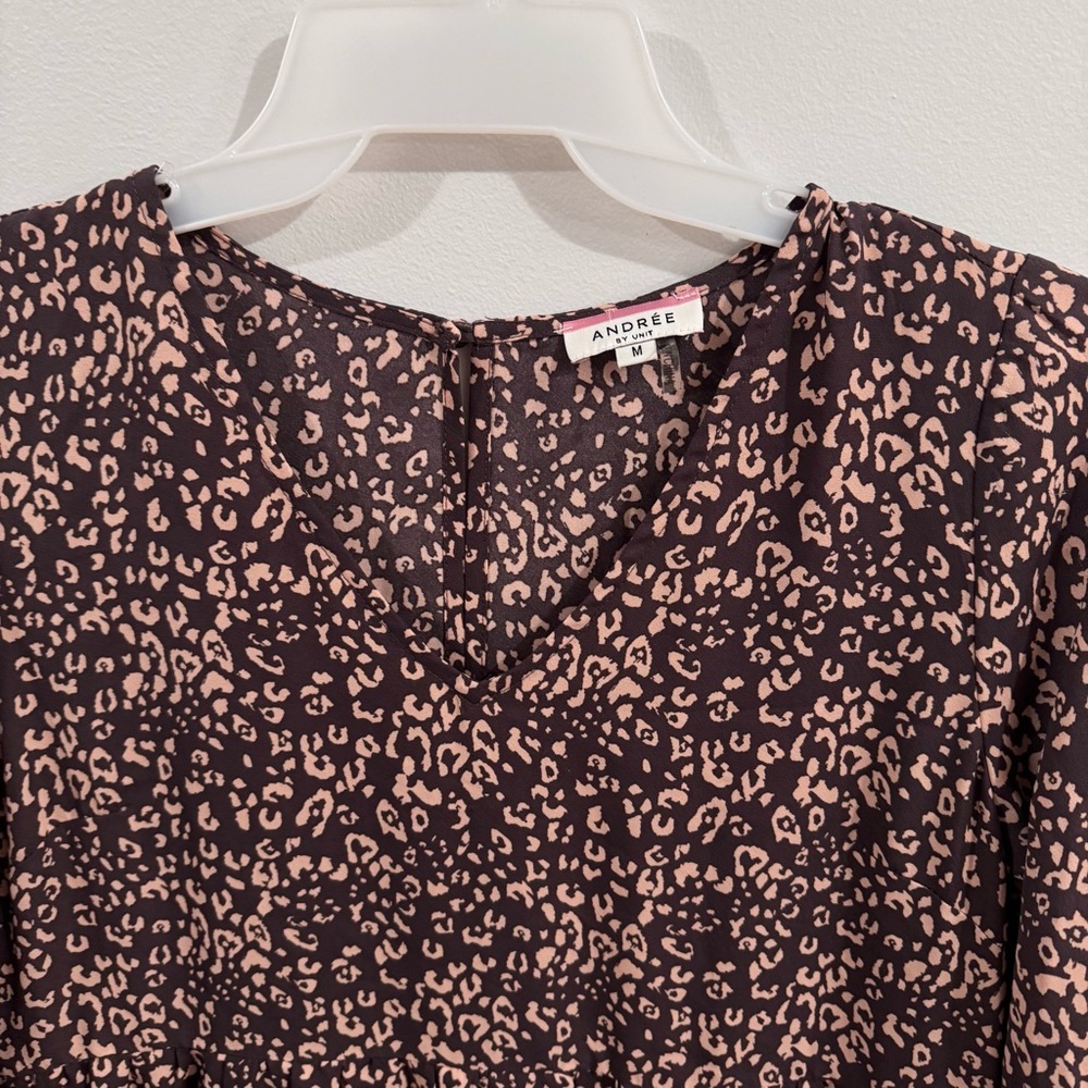 Andree By Unit  Leopard Print Tiered Shift Dress Size Medium - Picture 7 of 7